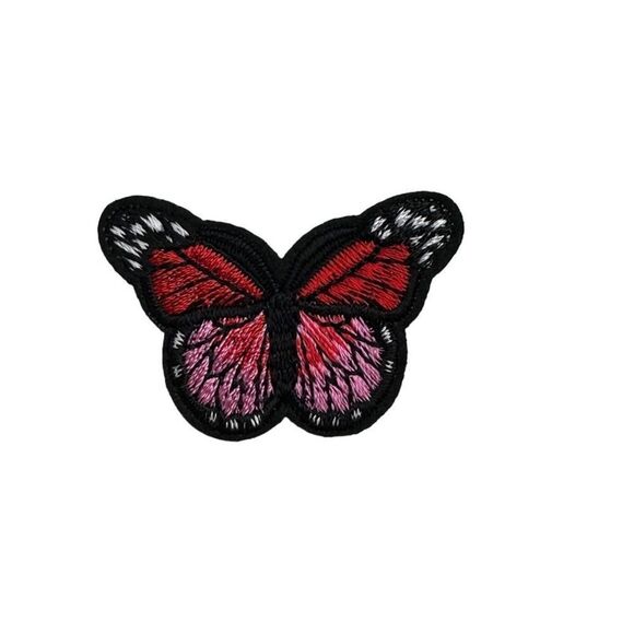 Small Dark Pink Butterfly Embroidered Patch - Picture 1 of 3